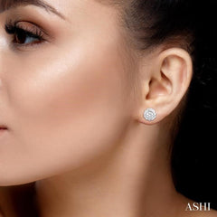 1/5 Ctw Petite Disco Ball Round Cut Diamond Fashion Stud Earring in 10K White Gold