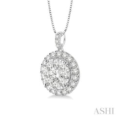 1/2 ctw Round Cut Diamond Lovebright Pendant in 14K White Gold with Chain
