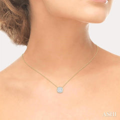 1/2 Ctw Cushion Shape Lovebright Diamond Pendant With Chain in 14K Yellow & White Gold