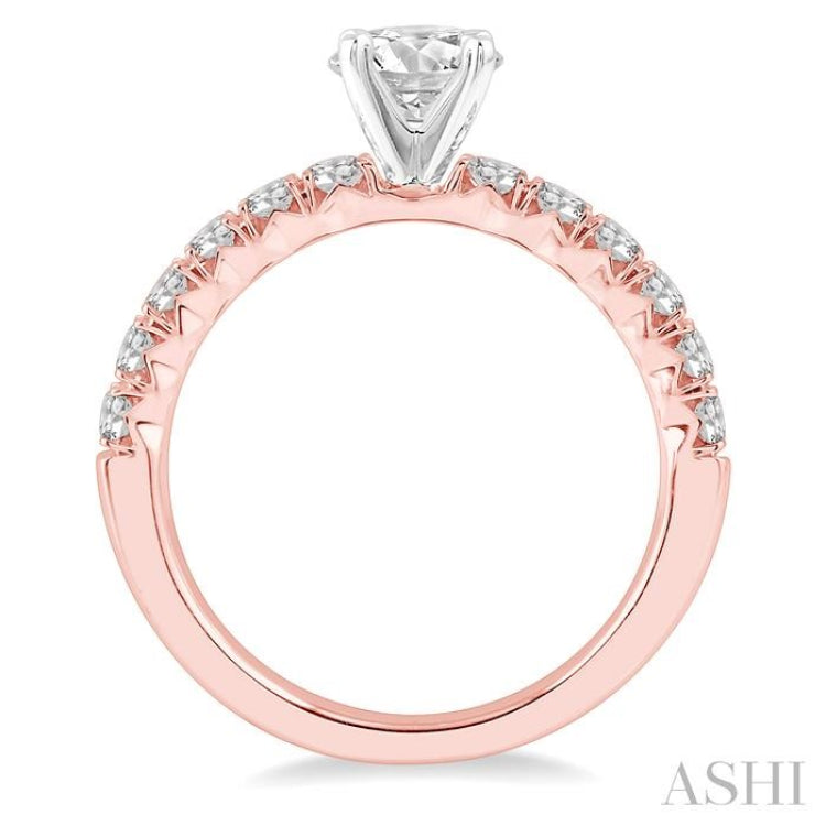 1/2 ctw Round Cut Diamond Semi-Mount Engagement Ring in 14K Rose And White Gold