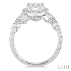 5/8 ctw Diamond Lovebright Engagement Ring in 14K White Gold