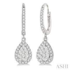 5/8 ctw Pear Shape Diamond Lovebright Earrings in 14K White Gold