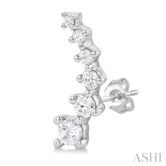 1/2 ctw Round Cut Diamond Fashion Climbers in 14K White Gold