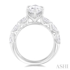 1 ctw Marquise Shape Marquise and Round Cut Diamond Semi Mount Engagement Ring in 14K White Gold