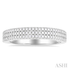 1/4 ctw Triple Row Pave Set Round Cut Diamond Fashion Band in 14K White Gold