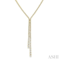 3 ctw Open End Y-Shape Round Cut Diamond Lariat Necklace in 14K Yellow Gold