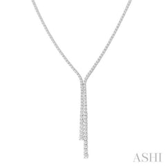 5 ctw Open End Y-Shape Round Cut Diamond Lariat Necklace in 14K White Gold