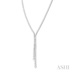 5 ctw Open End Y-Shape Round Cut Diamond Lariat Necklace in 14K White Gold