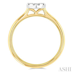 1/8 ctw Round Cut Diamond Heart Shape Lovebright Ring in 14K Yellow and White Gold
