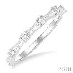 1/5 ctw Bamboo Shoot Inspired Round Cut Diamond Fashion Ring in 14K White Gold