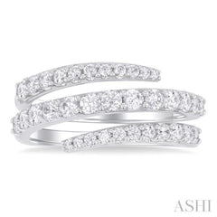 1 ctw Spiral Round Cut Diamond Fashion Open Wrap Band in 14K White Gold