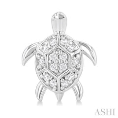 1/10 ctw Petite Turtle Round Cut Diamond Fashion Stud Earring in 10K White Gold