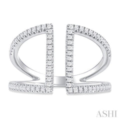 1/3 ctw Geometric Wide Split Lightweight Round Cut Diamond Open Fashion Ring in 10K White Gold