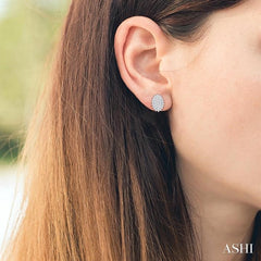 1/5 ctw Petite Oval Shape Round Cut Diamond Cluster Fashion Stud Earring in 10K White Gold