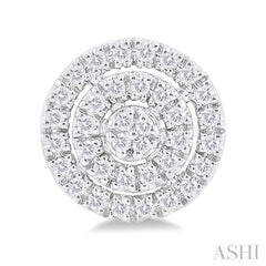 1/5 ctw Double Halo Round Shape Petite Round Cut Diamond Fashion Stud Earring in 10K White Gold