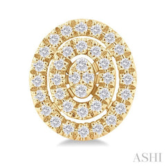 1/5 ctw Double Halo Oval Shape Petite Round Cut Diamond Fashion Stud Earring in 10K Yellow Gold