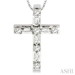 1/4 ctw Diamond Cross Pendant in 14K White Gold with chain