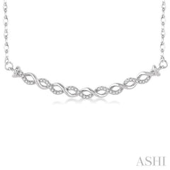 1/6 ctw Round Cut Diamond Twisted Necklace in 10K White Gold with Chain