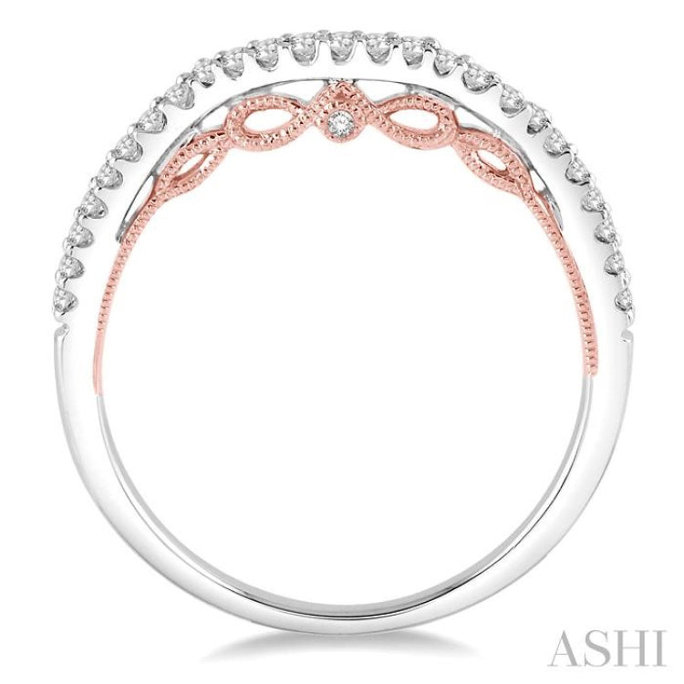 1/8 ctw Round Diamond Wedding Band in 14K White and Rose Gold
