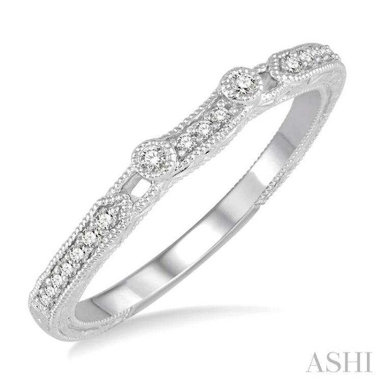 1/10 ctw Round Cut Diamond Wedding Band in 14K White Gold