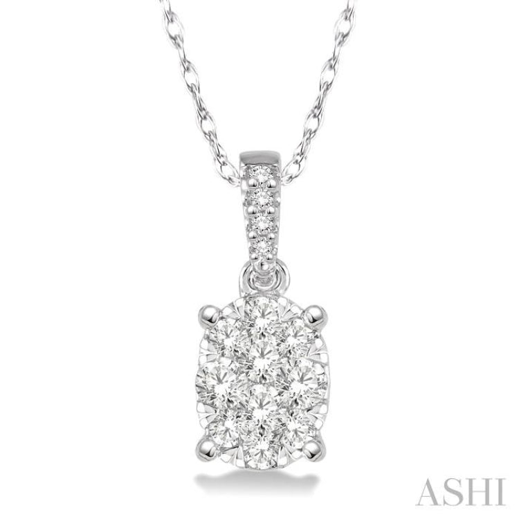 1/6 ctw Oval Shape Diamond Lovebright Pendant in 14K White Gold with Chain