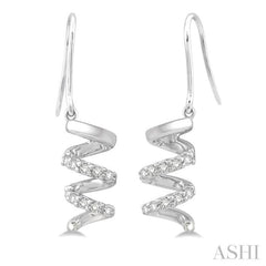 1/10 ctw Spiral Round Cut Diamond Earrings in 10K White Gold