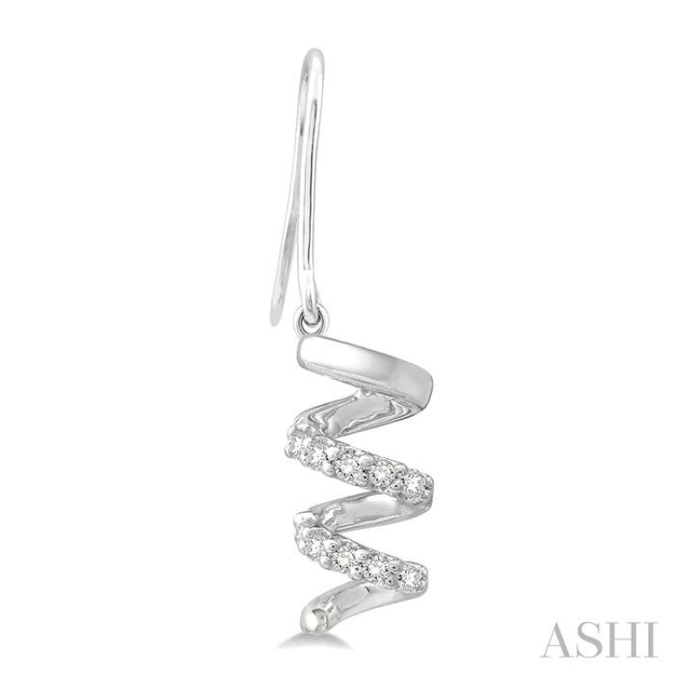1/10 ctw Spiral Round Cut Diamond Earrings in 10K White Gold