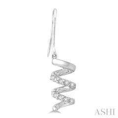 1/10 ctw Spiral Round Cut Diamond Earrings in 10K White Gold