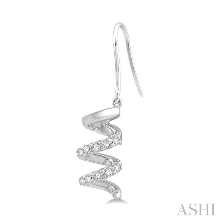 1/10 ctw Spiral Round Cut Diamond Earrings in 10K White Gold