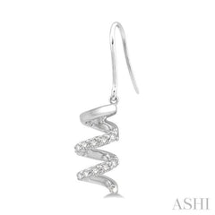 1/10 ctw Spiral Round Cut Diamond Earrings in 10K White Gold