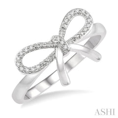 1/20 ctw Bow Tie Round Cut Diamond Ring in 10K White Gold