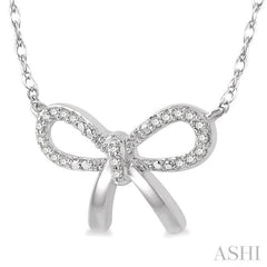 1/20 ctw Bow Tie Round Cut Diamond Necklace in 10K White Gold