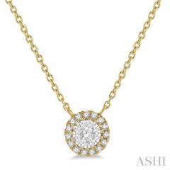 1/6 ctw Circular Round Cut Diamond Lovebright Pendant With Chain in 14K Yellow and White Gold