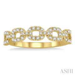 1/4 ctw Box Chain Link Round Cut Diamond Ladies Ring in 14K Yellow Gold