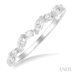 3/8 ctw Wave Pattern Scatter Marquise and Round Cut Diamond Fashion Band in 14K White Gold