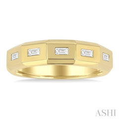 1/6 ctw Geometric Shape Emerald Cut Diamond Fashion Band in 14K Yellow Gold