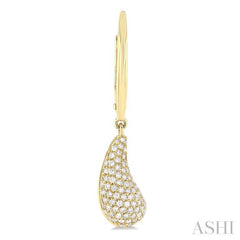 1/2 ctw Curved Tear Drop Round Cut Diamond Fashion Earrings in 14K Yellow Gold