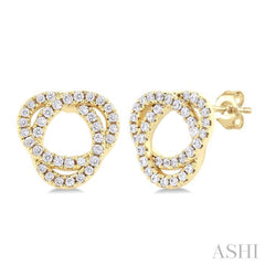 1/3 ctw Trinity Knot Round Cut Diamond Fashion Stud Earrings in 10K Yellow Gold