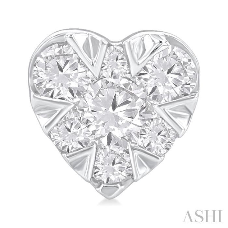 1/6 ctw Lovebright Petite Heart Shape Round Cut Diamond Fashion Stud Earring in 10K White Gold