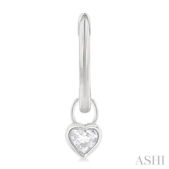 1/3 ctw Bezel Set Heart Cut Diamond Huggie Earrings in 14K White Gold