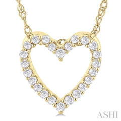 1/10 ctw Heart Shape Round Cut Diamond Pendant With Chain in 10K  Yellow Gold
