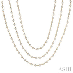 15 ctw Bezel Set Round Cut Diamond Layered 60-Inch Necklace in 14K Yellow Gold