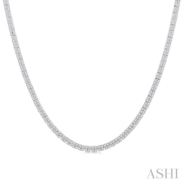 1 ctw Double Row Round Cut Diamond Necklace in 10K White Gold