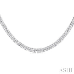 1 ctw Double Row Round Cut Diamond Necklace in 10K White Gold