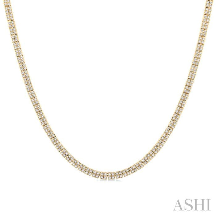 1 ctw Double Row Round Cut Diamond Necklace in 10K Yellow Gold