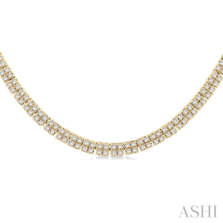 1 ctw Double Row Round Cut Diamond Necklace in 10K Yellow Gold