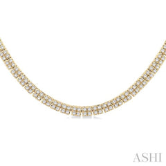 1 ctw Double Row Round Cut Diamond Necklace in 10K Yellow Gold