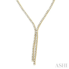 8 7/8 ctw Y-Shape Round Cut Diamond Tennis Necklace in 14K Yellow Gold