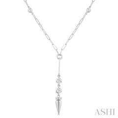 1/2 ctw Paperclip Bezel Set Round Cut Diamond Station Necklace in 14K White Gold