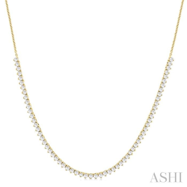 1 ctw Halfway Round Cut Diamond Tennis Necklace in 14K Yellow Gold